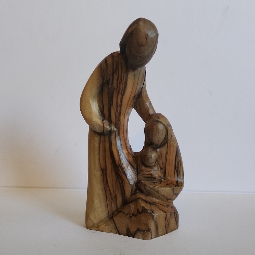 Holy Family Joseph Mary Baby Jesus- Wood Sculpture- Olive Wood